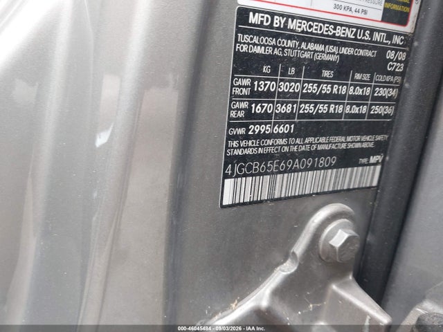 Продаж на аукціоні авто 2009 Mercedes-benz R 350 4matic, vin: 4JGCB65E69A091809, номер лоту: 46045484
