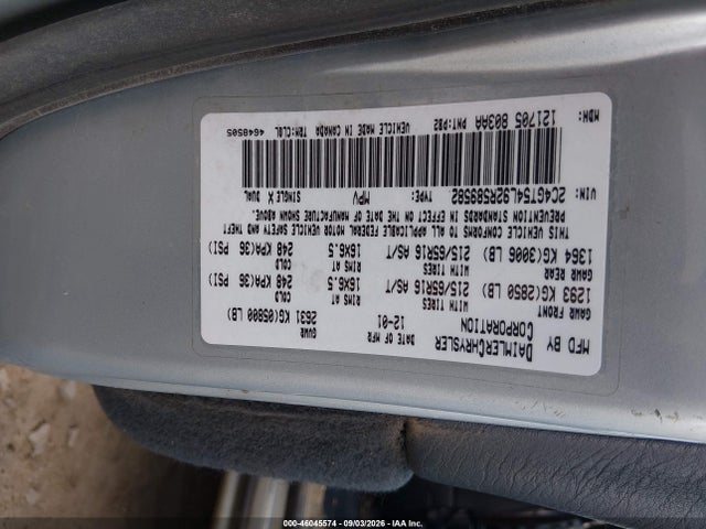 Продаж на аукціоні авто 2002 Chrysler Town & Country Lxi, vin: 2C4GT54L92R589582, номер лоту: 46045574