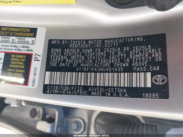 4T1BF1FK3HU401435 Toyota CAMRY SE