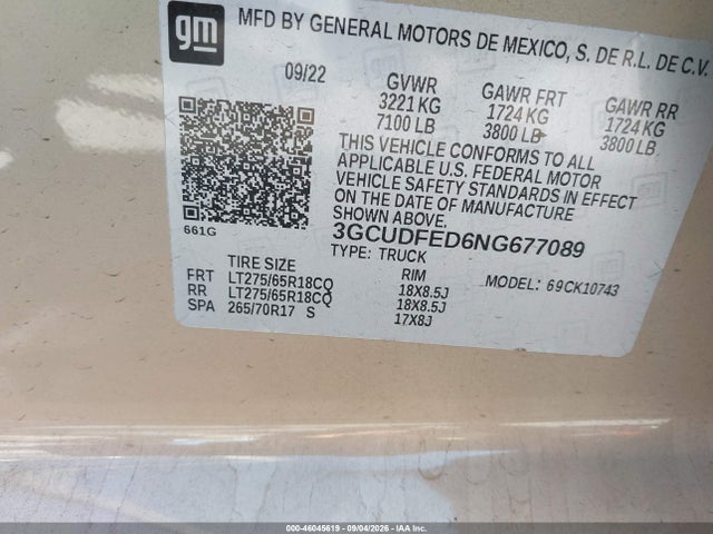 Chevrolet Silverado 1500 2022 3GCUDFED6NG677089 Image 9