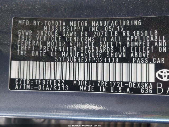 Toyota Corolla S Plus 2015 5YFBURHEXFP321138 Image 9