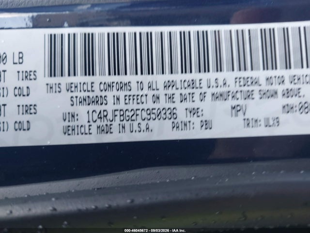 46045672 :رقم المزاد ، 1C4RJFBG2FC950336 vin ، 2015 Jeep Grand Cherokee Limited مزاد بيع