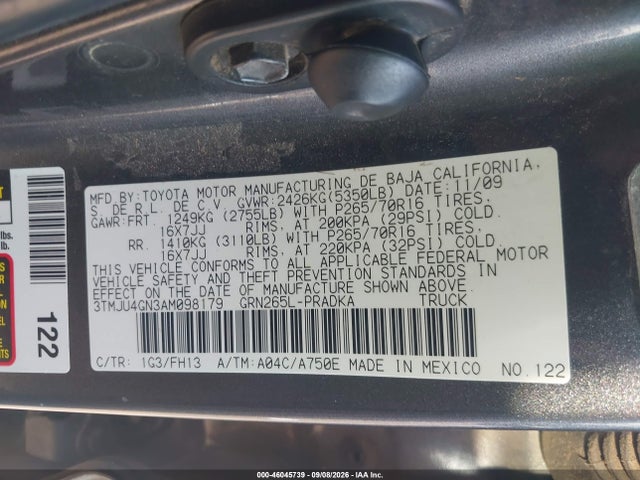 Aukcja sprzedaży 2010 Toyota Tacoma Prerunner V6, vin: 3TMJU4GN3AM098179, numer aukcji: 46045739