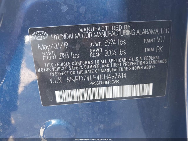 Hyundai ELANTRA SE 2019 5NPD74LF4KH497614 Image 9