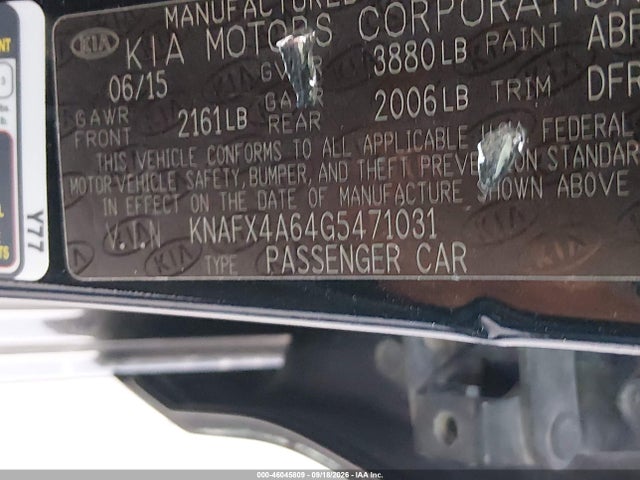 Продаж на аукціоні авто 2016 Kia Forte Lx, vin: KNAFX4A64G5471031, номер лоту: 46045809
