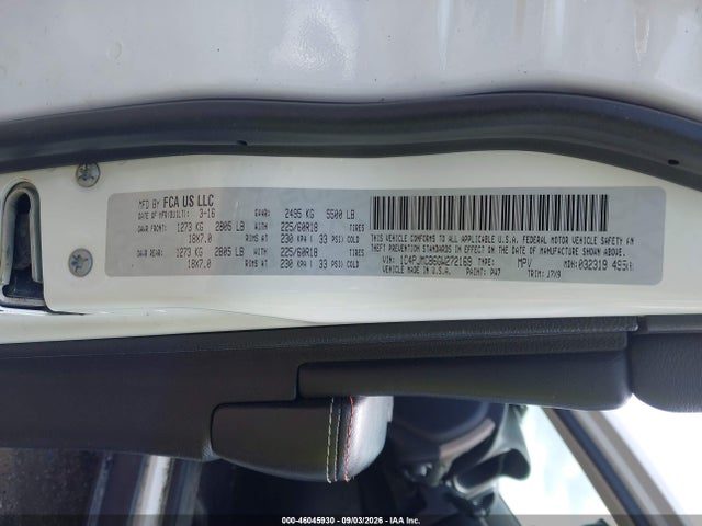 2016 Jeep Cherokee 75th Anniversary მანქანა იყიდება აუქციონზე, vin: 1C4PJMCB6GW272169, აუქციონის ნომერი: 46045930
