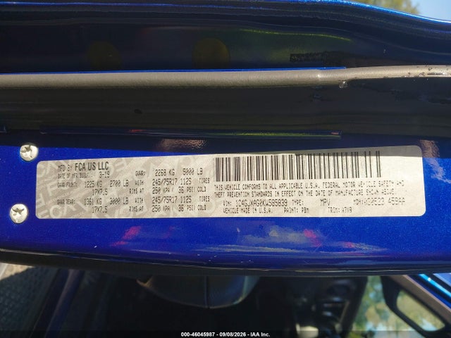 Продажа на аукционе авто 2019 Jeep Wrangler Sport 4x4, vin: 1C4GJXAG0KW585839, номер лота: 46045987