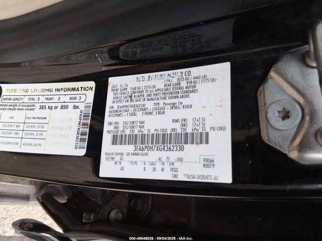 2016 Ford Fusion Se მანქანა იყიდება აუქციონზე, vin: 3FA6P0H7XGR362330, აუქციონის ნომერი: 46046026