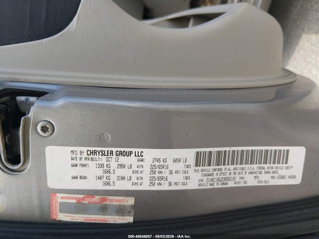 Auction sale of the 2013 Chrysler Town & Country Touring, vin: 2C4RC1BG2DR583181, lot number: 46046057
