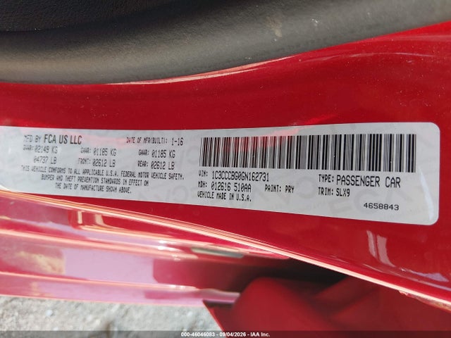 Aukcja sprzedaży 2016 Chrysler 200 S, vin: 1C3CCCBG0GN162731, numer aukcji: 46046083