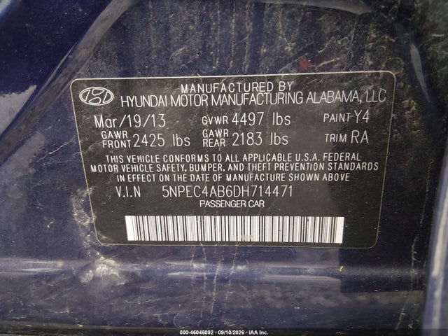 Aukcja sprzedaży 2013 Hyundai Sonata Limited 2.0t, vin: 5NPEC4AB6DH714471, numer aukcji: 46046092