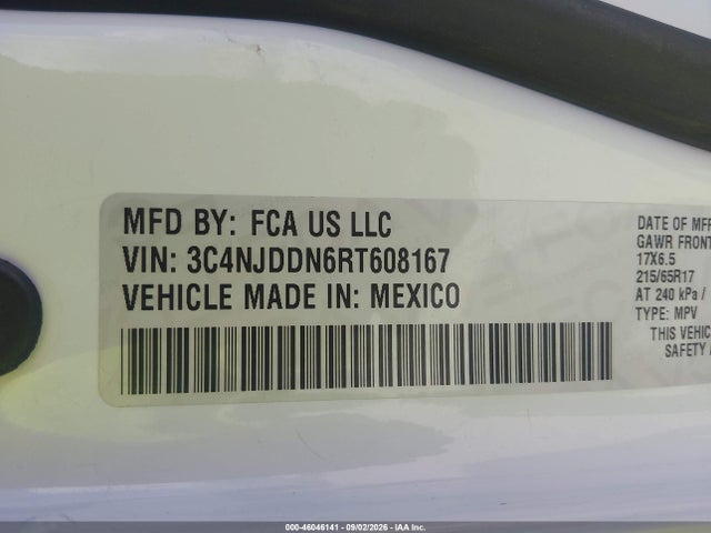 46046141 :رقم المزاد ، 3C4NJDDN6RT608167 vin ، 2024 Jeep Compass Trailhawk 4x4 مزاد بيع