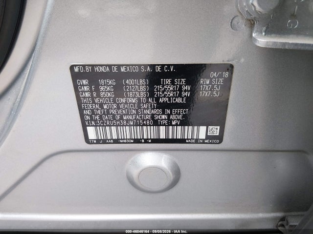 Honda HR-V LX 2018 3CZRU5H38JM715480 Image 9