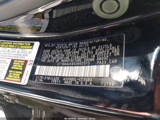 Aukcja sprzedaży 2025 Toyota Camry Xle, vin: 4T1DAACK8SU602573, numer aukcji: 46046202