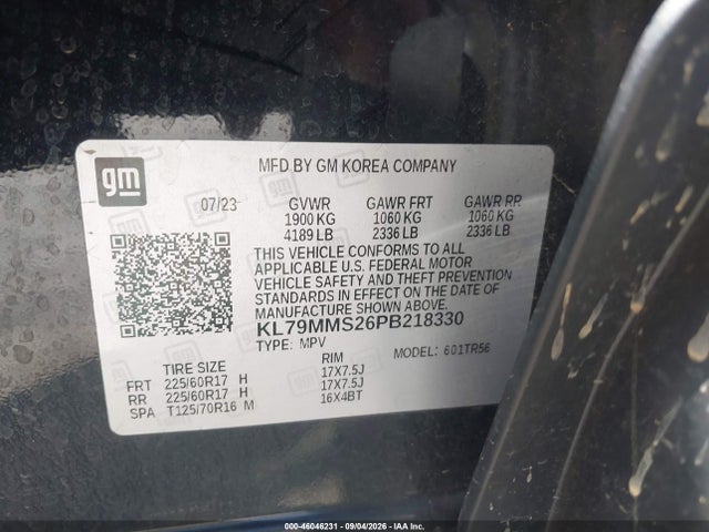 46046231 :رقم المزاد ، KL79MMS26PB218330 vin ، 2023 Chevrolet Trailblazer Fwd Ls مزاد بيع