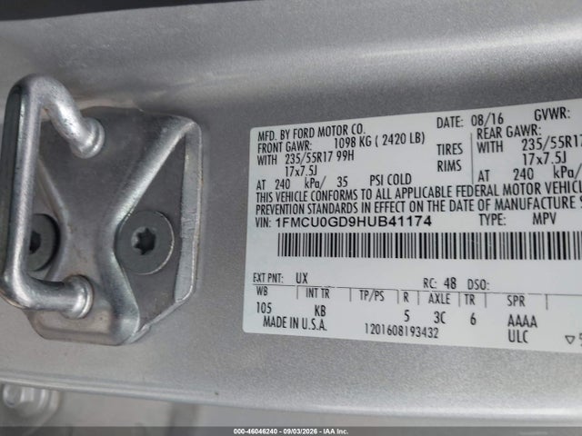 Ford ESCAPE SE 2017 1FMCU0GD9HUB41174 Image 9
