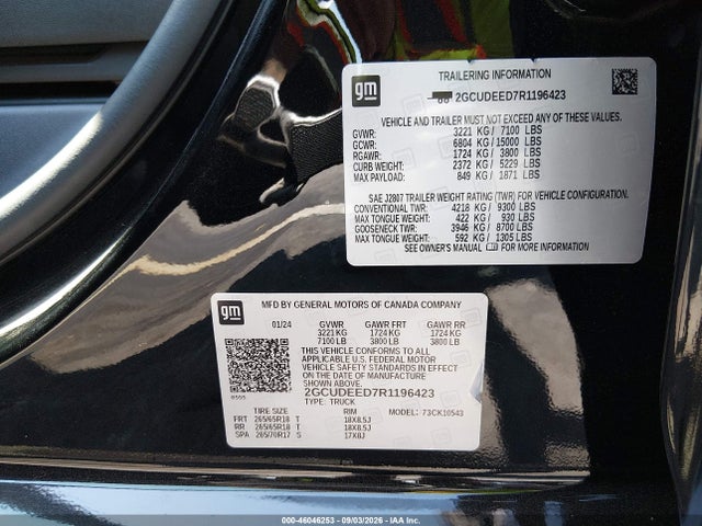 Продажа на аукционе авто 2024 Chevrolet Silverado 1500 4wd  Short Bed Rst, vin: 2GCUDEED7R1196423, номер лота: 46046253