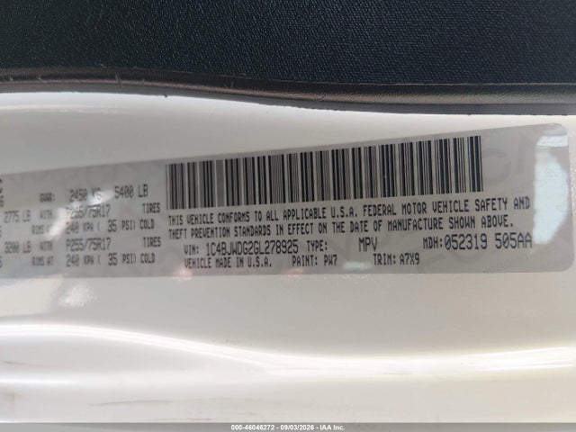 Продажа на аукционе авто 2016 Jeep Wrangler Unlimited Sport, vin: 1C4BJWDG2GL278925, номер лота: 46046272