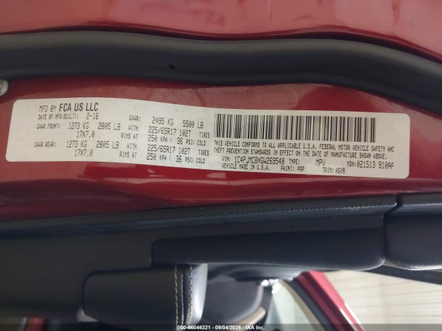 Продажа на аукционе авто 2016 Jeep Cherokee Latitude, vin: 1C4PJMCBXGW269548, номер лота: 46046321