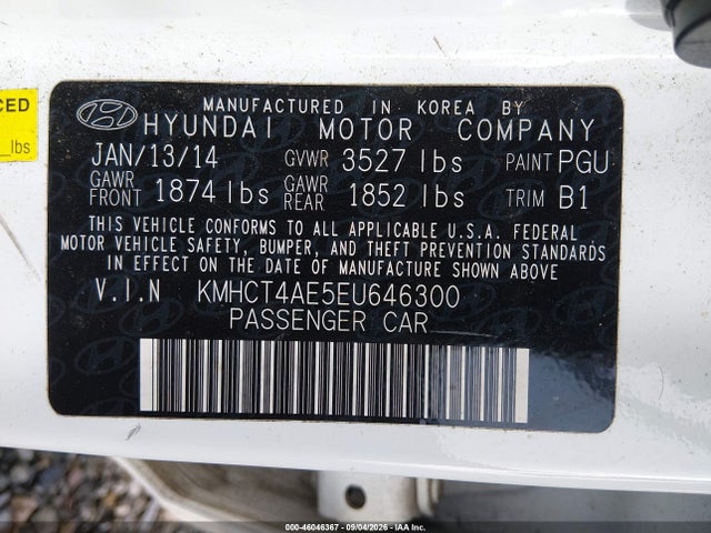 Aukcja sprzedaży 2014 Hyundai Accent Gls, vin: KMHCT4AE5EU646300, numer aukcji: 46046367