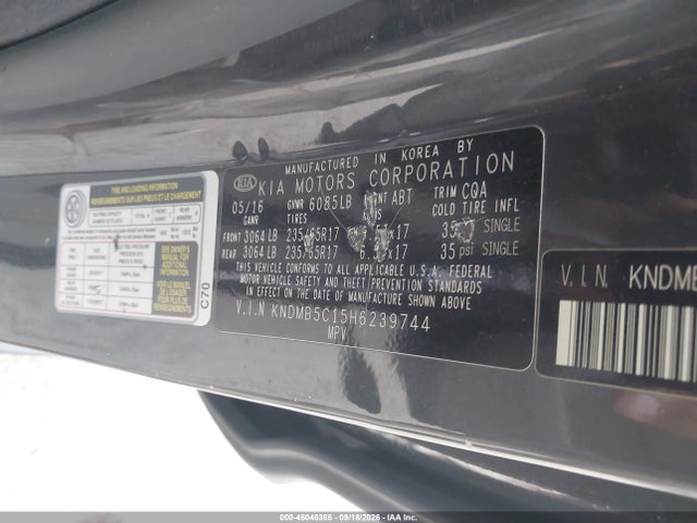 Продажа на аукционе авто 2017 Kia Sedona Lx, vin: KNDMB5C15H6239744, номер лота: 46046386
