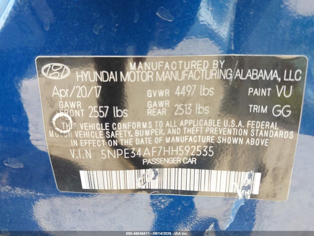 Hyundai Sonata Sport 2017 5NPE34AF7HH592535 Image 9