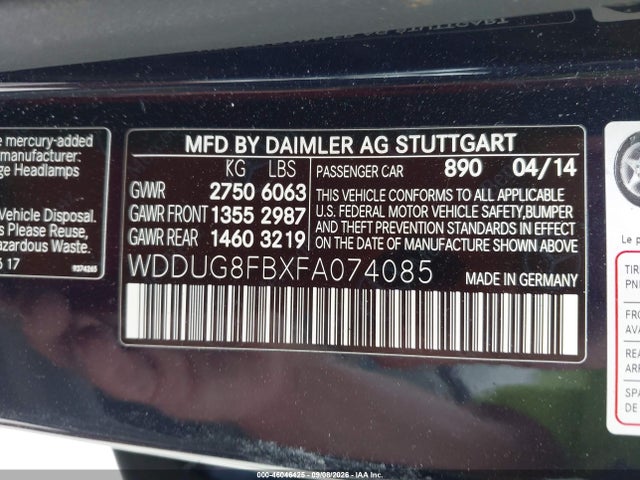 Aukcja sprzedaży 2015 Mercedes-benz S 550 4matic, vin: WDDUG8FBXFA074085, numer aukcji: 46046425