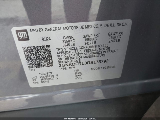 Продаж на аукціоні авто 2024 Chevrolet Blazer Ev Police Package Eawd 2fl, vin: 3GNKDFRL0RS178792, номер лоту: 46046443