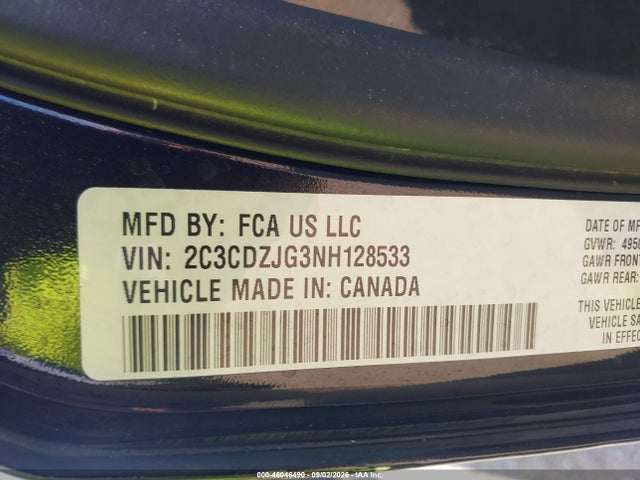 46046490 :رقم المزاد ، 2C3CDZJG3NH128533 vin ، 2022 Dodge Challenger Gt مزاد بيع