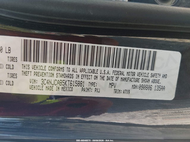 46046570 :رقم المزاد ، 3C4NJCAB5KT615881 vin ، 2019 Jeep Compass Sport Fwd مزاد بيع