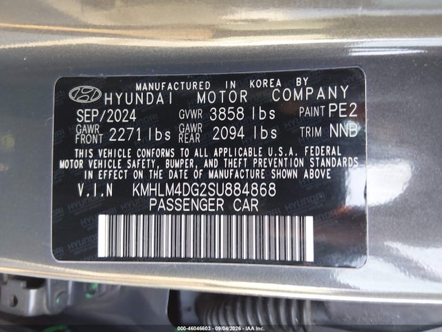 2025 Hyundai Elantra Sel Sport მანქანა იყიდება აუქციონზე, vin: KMHLM4DG2SU884868, აუქციონის ნომერი: 46046603