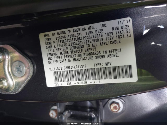 Aukcja sprzedaży 2015 Acura Rdx, vin: 5J8TB3H50FL011310, numer aukcji: 46046617