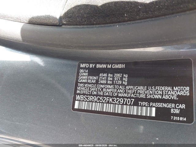 Aukcja sprzedaży 2015 Bmw M4, vin: WBS3R9C52FK329707, numer aukcji: 46046625