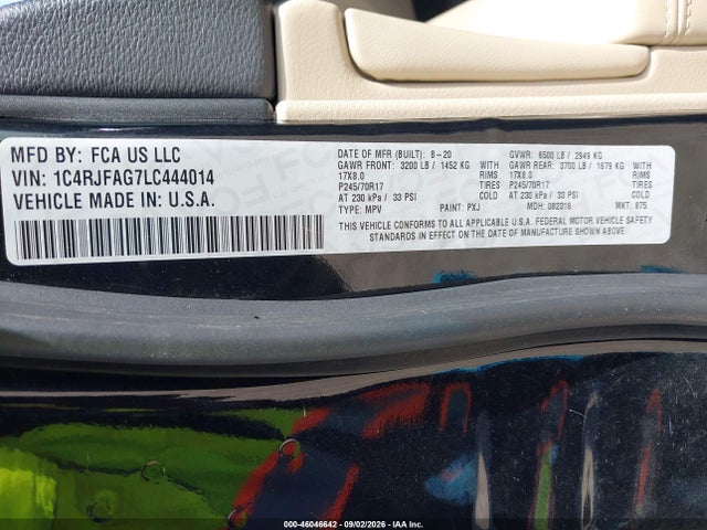 Aukcja sprzedaży 2020 Jeep Grand Cherokee Laredo E 4x4, vin: 1C4RJFAG7LC444014, numer aukcji: 46046642