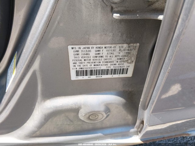 2009 Honda Fit მანქანა იყიდება აუქციონზე, vin: JHMGE88269C003113, აუქციონის ნომერი: 46046646