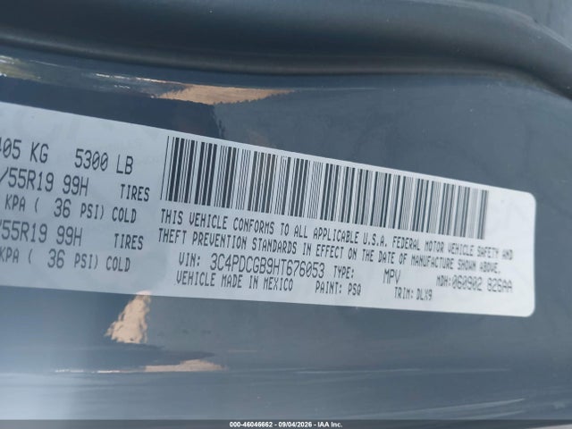 Продаж на аукціоні авто 2017 Dodge Journey Crossroad Plus, vin: 3C4PDCGB9HT676053, номер лоту: 46046662