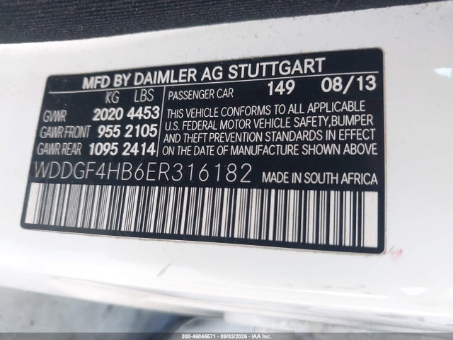Aukcja sprzedaży 2014 Mercedes-benz C 250 Sport, vin: WDDGF4HB6ER316182, numer aukcji: 46046671
