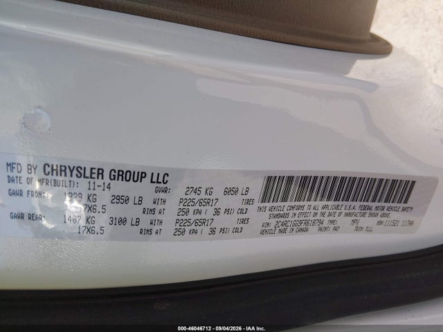 Aukcja sprzedaży 2015 Chrysler Town & Country Limited Platinum, vin: 2C4RC1GG9FR618794, numer aukcji: 46046712