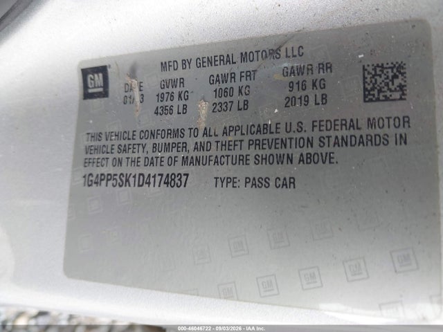 Aukcja sprzedaży 2013 Buick Verano, vin: 1G4PP5SK1D4174837, numer aukcji: 46046722