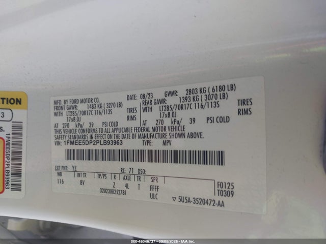 Продажа на аукционе авто 2023 Ford Bronco Badlands, vin: 1FMEE5DP2PLB93963, номер лота: 46046737