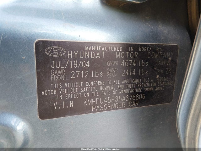 Aukcja sprzedaży 2005 Hyundai Xg350 L, vin: KMHFU45E35A378806, numer aukcji: 46046834