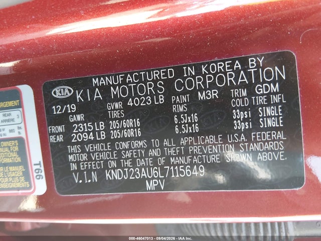 Продаж на аукціоні авто 2020 Kia Soul Lx, vin: KNDJ23AU6L7115649, номер лоту: 46047013