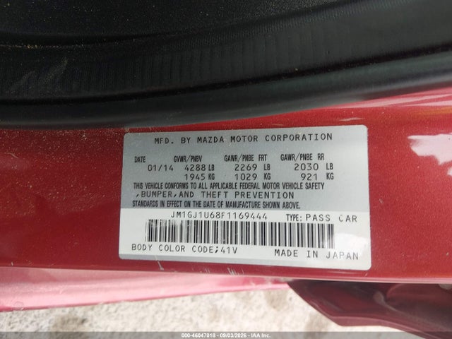 Aukcja sprzedaży 2015 Mazda Mazda6, vin: jm1gj1u68f1169444, numer aukcji: 46047018