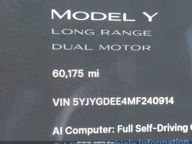 Продажа на аукционе авто 2021 Tesla Model Y Long Range Dual Motor All-wheel Drive, vin: 5YJYGDEE4MF240914, номер лота: 46047067