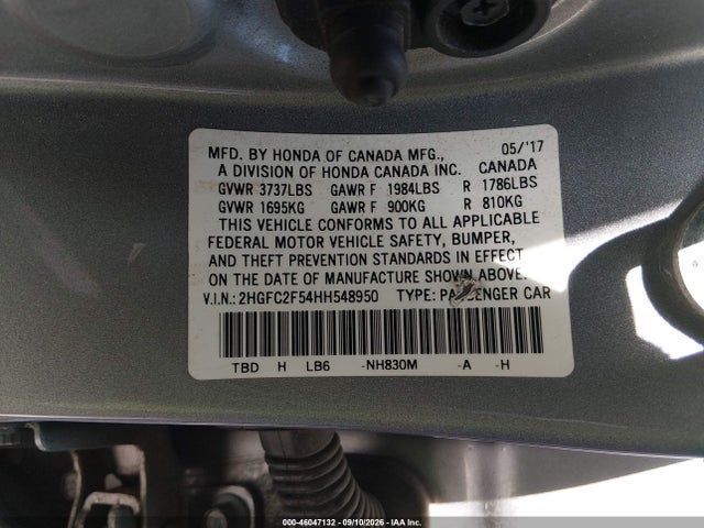 Honda Civic Lx 2017 2HGFC2F54HH548950 Image 9