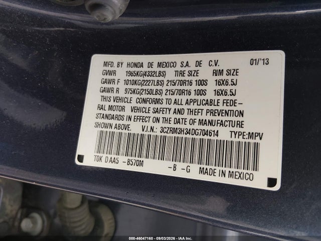 Aukcja sprzedaży 2013 Honda Cr-v Lx, vin: 3CZRM3H34DG704614, numer aukcji: 46047160