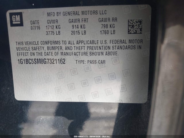Chevrolet Cruze Ls Auto 2016 1G1BC5SM8G7321162 Image 9