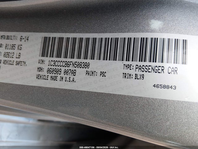 Aukcja sprzedaży 2015 Chrysler 200 C, vin: 1C3CCCCB6FN508380, numer aukcji: 46047186