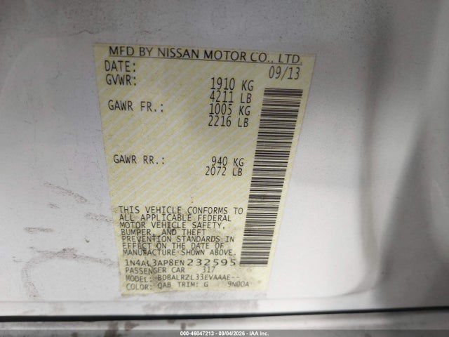 Nissan Altima 2.5 S 2014 1N4AL3AP8EN232595 Image 9