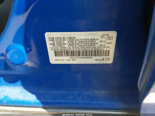 2004 Mitsubishi Outlander Ls მანქანა იყიდება აუქციონზე, vin: JA4LZ31F44U048584, აუქციონის ნომერი: 46047222